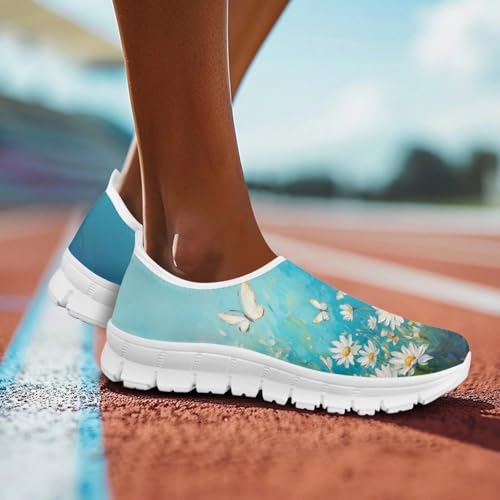 Image of Floral Sneakers for Women Colorful Art Shoes for Women Slip On Casual Work Shoes