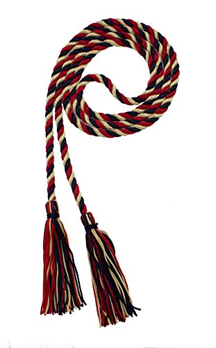 Image of Graduation Honor Cord - Navy /RED /OLDGOLD - Every School Color Available - Made in USA