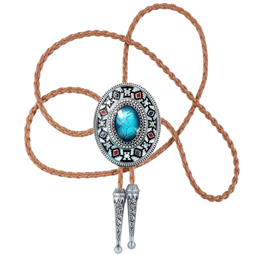 Image of Btilasif Bolo Tie Brown for Men, Scorpion Luminous Stone Cowboy Tie Western Leather Necktie Necklace for Women