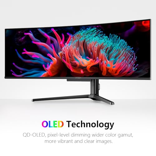 Image of INNOCN 49 inch OLED Ultrawide Curved Monitor 5K2K 5120 x 1440p 144Hz, 0.03ms, Computer Monitor for AI PC, USB Type C 90W, HDMI 2.1, DisplayPort, USB Hub, Speakers, Adaptive-Sync, Adjustable Stand, Black