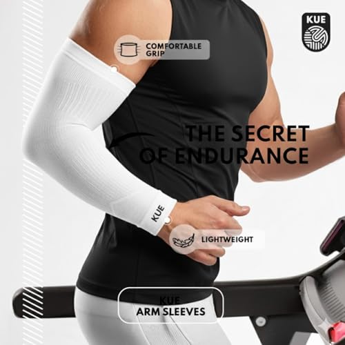 Image of KUE Compression Arm Sleeves for Men & Women | Sports Arm Sleeves for Running, Cricket & Cycling | UV Protection Cooling Sleeves | Arm Compression Sleeve for Joint Pain Relief