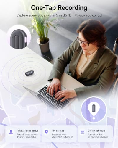 Image of ANYPIN Note Pod P1 AI Voice Recorder, Wearable AI Note Taker, Transcription