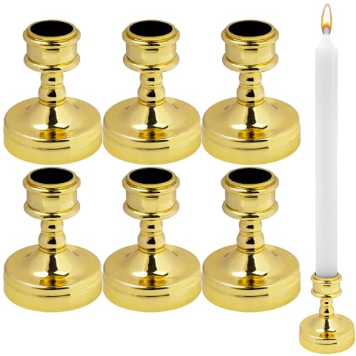 Esdallina Gold Minimalist Candlestick Holder Taper Candle Holder Desktop Decoration For Wedding Dinning Party-6 Pcs cover