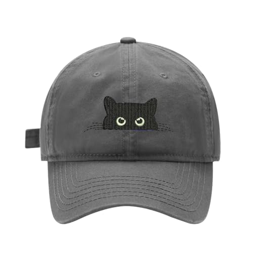 FANNOO Embroidery Baseball Caps for Men Women - Black Cat Graphic Embroidered Ball Cap Unisex Adjustable Washable Cotton Hat