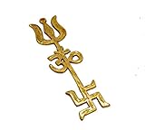 Amazingindiaonline Brass Trishakti Yantra Swastik Om Trishul, Brass Wall/Door Hanging 6-inches Pooja...