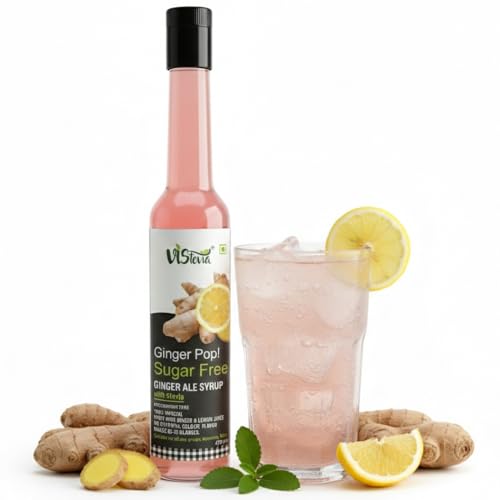 Image of VIStevia Sugar Free Ginger Ale Syrup (Serves 30-35 glasses) | Sweeteed with Stevia | 100% Natural | Sugar free