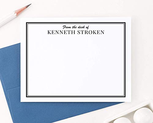 Image of Modern Pink Paper Personalized Stationery For Men, Personalized From the Desk of Stationary, Professional Stationery, Your Choice of Colors and Quantity