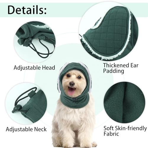 Image of MIGOHI Adjustable Dog Ear Cover for Small Dogs,Dog Ear Muffs with Sound-Absorbing Pads,Head Wrap Calming Hoodie for Dogs Noise Anxiety,Thunder,Fireworks,No Shake Ear Wraps for Dogs Hematoma,S,Green