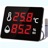 QINGHEDZSW Feuchtigkeits- und Temperaturmonitor, digitaler Sensor-Monitor, Temperatur -40 bis 100 °C, Luftfeuchtigkeit 0 bis 99,9% r. F. mit großem LED-Display, für Zuhause, Klassenzimmer, Industrie