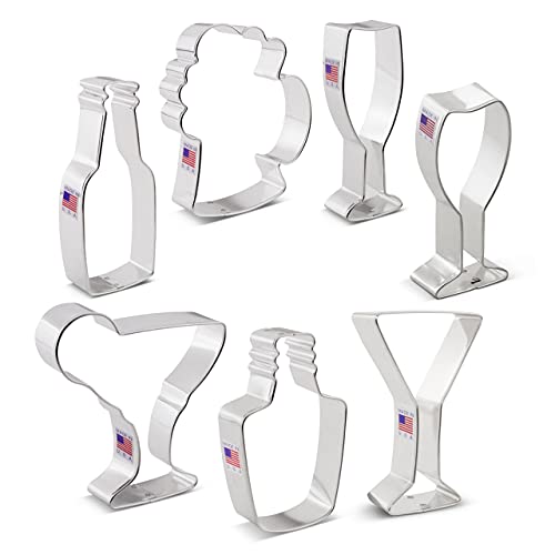 Ann Clark Cookie Cutters A6-638 Cocktail Party Cookie Cutters 7-Pc. Set Made In The Usa By Ann Clark, Beer Bottle, Beer Mug, Martini Glass thumb #7