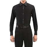 YUMEIREN Men's Spandex Latin Ballroom Dance Tops Shirt Black(M)