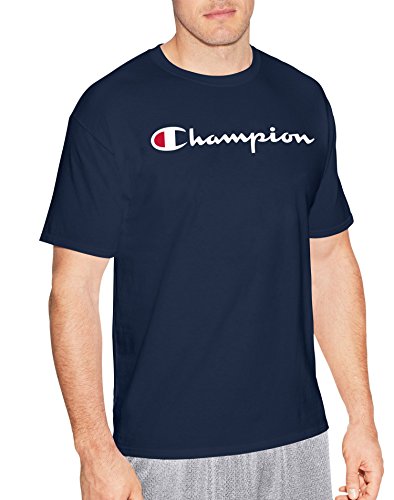 Champion Men's Classic Jersey Script T-Shirt, Navy , M