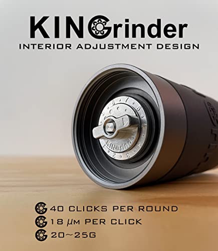 KINGrinder K3 Eisengrau, manuelle Handkaffeemühle, 140 einstellbare Mahleinstellungen für Aeropress, französische Presse… – Bild 7