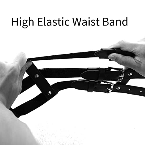 MILAKOO PU Leather High Waist Belt Wide Elastic Stretch Corset Cinch Waistband with Alloy Buckle4