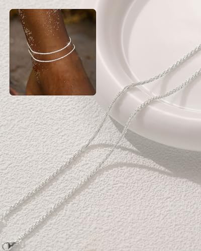 Image of FUNEIA Gold Silver Ankle Bracelets for Women Waterproof 14K Gold Plated Anklets for Women Non Tarnish Dainty Layered Beaded Heart Anklet Set Summer Beach Foot Chain Jewelry Gifts Trendy Stuff