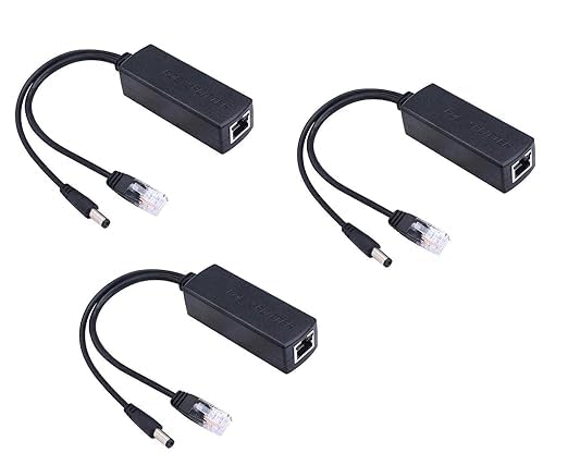 Image of SANCY Active PoE Splitter, 48V to 12V Power Over Ethernet, Gigabit 10 /100 /1000Mbps, IEEE 802.3af /at Compliant, 5.5x2.1mm DC, Up to 328ft, for IP Cameras & DC Devices (Pack of 3)