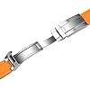 Hstrap 22mm Premium Quality Orange Silicone Curved Ends Watch Band Rubber Strap Replacement Half Moon Bands Stainless Steel Buckle for Men Women #3
