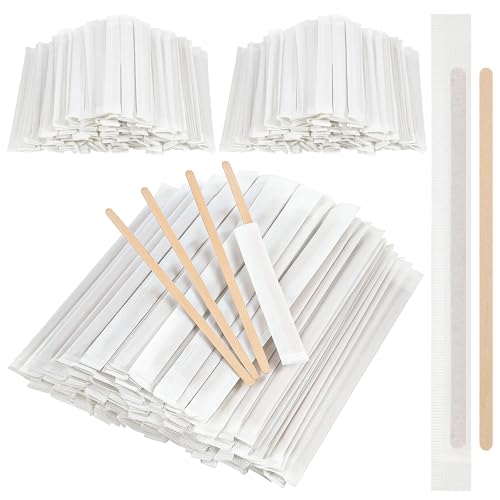 2000 Pcs Individually Wrapped Wooden Coffee Stirrers 5.5 Inch Disposable Wood Stir Sticks Round End coffee stirrer for Cocktail and Hot Drinks