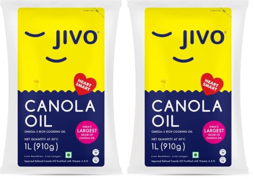 Image of Jivo Canola Oil,1 Litre Refined Pouch Cooking Oil for Daily use | Recommended by Indian Medical Association (Pack of 2)