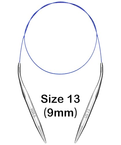 Image of Size 13 Circular Knitting Needles 40 Inch Metal Large Round Needles for Magic Loop Blankets Sweaters Scarves Stainless Steel 100 cm 9 mm, for Beginners & Knitters