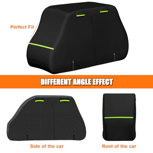 Image of 420D Car Cover Compatible with Chrysler /Polaris GEM e4 4 Seater Neighborhood Electric Vehicle, All-Weather Protection Waterproof Car Cover for 4 Person Golf Cart Enclosure