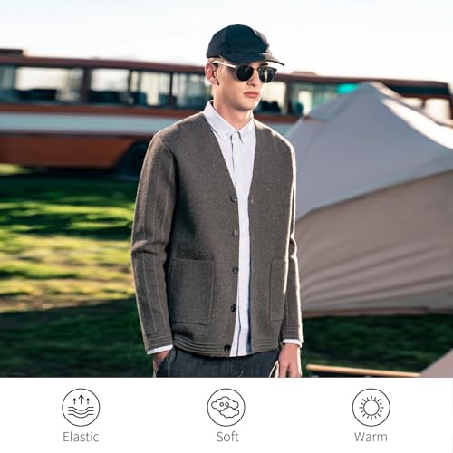 Image of Men's Cardigan Sweater Button Front V-Neck Long Sleeve Knit Sweaters