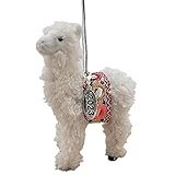 Llama Ornament Cute Furry Llama Gift for Girls - Little Llama alpacha Soft Cream Faux Fur with Multi-Colored Blanket with Year Hang Tag in a Gift Box