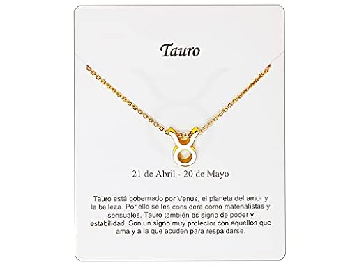 Collar Signo Zodiaco Tauro Acero Inoxidable hermosa Tarjeta Significado Signo Zodiacal Colgante Horóscopo Para mujer o Hombre Regalo Cumpleaños (Tauro Dorado) | Ya disponible en tu tienda friki favorita! En mundofriki.es!