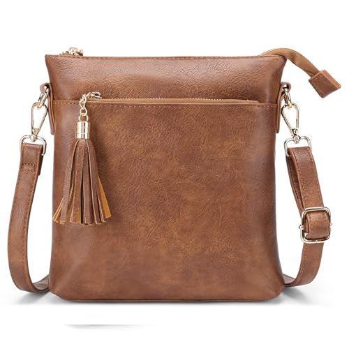 SENDEFN Crossbody Purse for Women Lightweight Medium Trendy Leather Crossbody Bag Women's Shoulder Handbags with Tassel