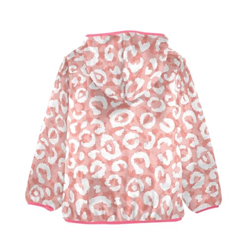 OTVEE Pink Leopard Print Skin Kids Hoodie Jacket Fall Spring Full Zip Warm Outwear Coat2