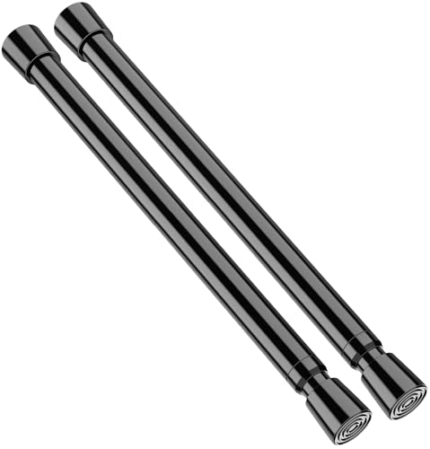 Image of AIZESI 2pcs Black Small Tension Rod 12 to 20 Inch Adjustable Tension Curtain Rod Mini Closet Rod Spring Rod No Drilling Short Tension Rods for Windows, Cupboard, Kitchen Cabinets, Refrigerator