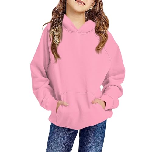 Hoodies For Teen Girls Long Sleeve Oversized Tops Fall Pullover Sweatshirt 2-14 Years Kids Solid Color Clothes
