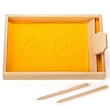 Suwimut Montessori Sand Tray, Wooden Sand Trays with Pen for Kids Writing Letters and Numbers, Sensory Writing Practice for Preschool Classroom, Kindergarten Learning Tools