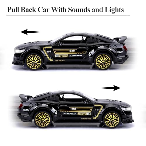 Image of VARIYA ENTERPRISE Exclusive Alloy Metal Pull Back Die-Cast Car Diecast Metal Pullback Toy Car with Openable 6 Doors,Light Music Boys Gifts Toys (1:32 Mustang GT500 - Multicolor)