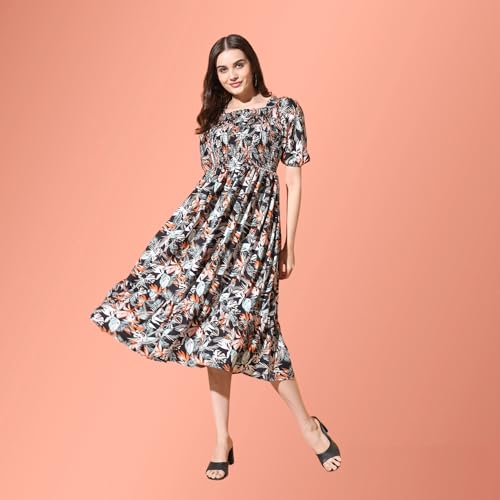Image of Femvy Women's Polyester Fit and Flare Knee-Length Dress