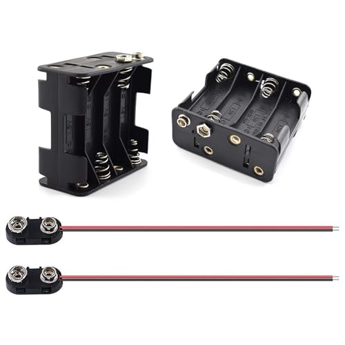 SDTC Tech 2-Set 8X 1.5V AA Battery Holder and I Type Snap Connector Kit 12 Volt Thicken Plastic...