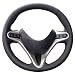 Eiseng Genuine Leather Steering Wheel Cover Stitch On Wrap for 3 Spoke 8th Honda Civic 2006 2007 2008 2009 2010 2011 DIY Sew Interior Accessories 13.5-14.5 inches (Black leather with Red thread)
