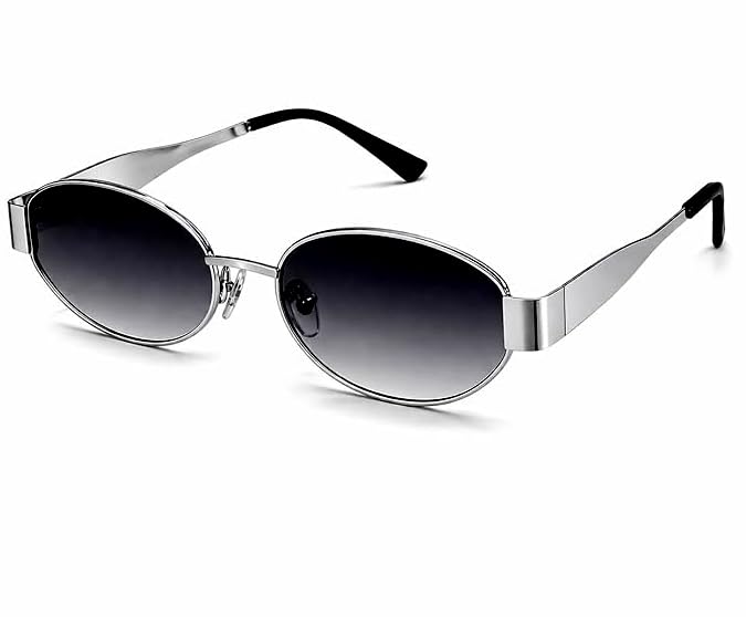 Cyan Collection Retro Oval Sunglasses for Women & Men | 90s Vintage Style | UV400 Protection | Metal Frame | Classic Fashion Eyewear-image-22
