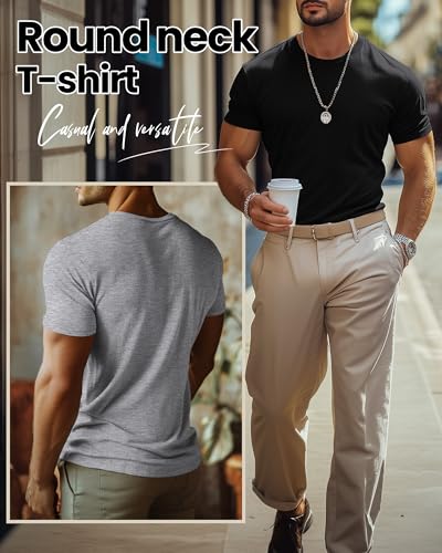 Neer 3 Pack Cotton Men's Big and Tall Shirts Summer Short Sleeve T-Shirts Basics Plus Size Crewneck Tee L-5XL3