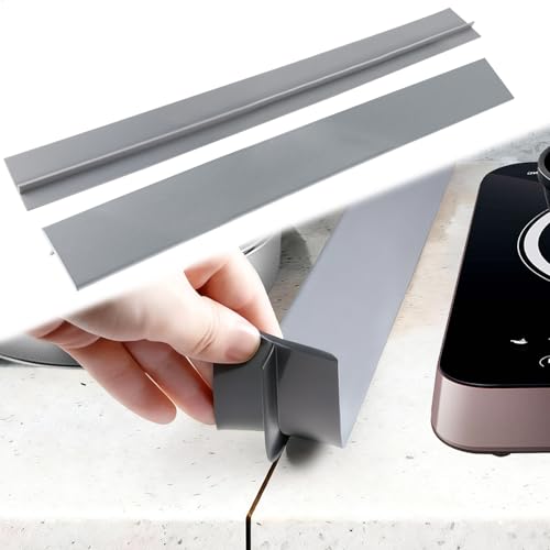 Copete Encimera Cocina, 2 Piezas Embellecedor encimera cocina, Silicona para Encimera de cocina, para Rellenar Huecos en Placas de Kitchen, Resistentes al Calor, Repelentes al Agua, Color Gris