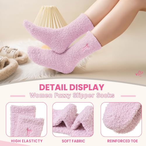 Image of Eocom Fuzzy Socks for Womens Warm Fluffy Winter Cozy Thick Plush Slipper Sleep Comfy Crew Christmas Socks 5 Pairs