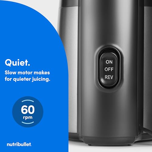 nutribullet Slow Juicer, Slow Masticating Juicer Machine, Easy to Clean, Quiet Motor & Reverse Function, BPA-Free, Cold Press Juicer with Brush, 150 Watts, Charcoal Black, NBJ50300, 24-oz - Image 6