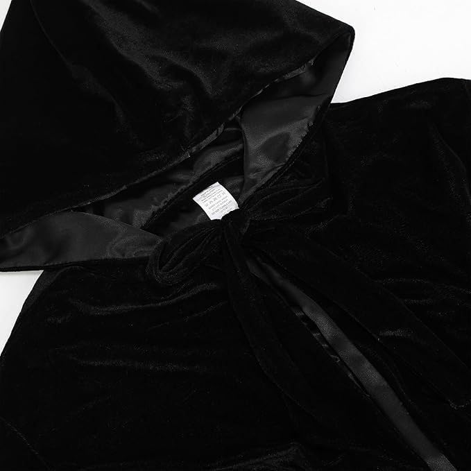 Adult Wizard Robe Warlock Cloak Costume with Sleeves Satin Robe with Hood Halloween 5