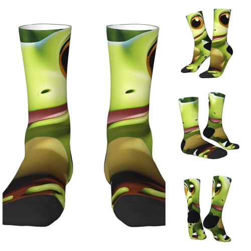 LZQPOEAS cute frog Athletic Socks Unisex Cushioned Crew Socks Hiking Running Calf Sock Soft Above Ankle Sock