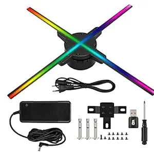 3D Hologram Fan Projector 52cm, 4 Blade High Pixel Advertising Display with Remote and Bluetooth and APP, Video Library for Business Store Signs, Bar, Casino, Party, Christmas (20.5 inch)