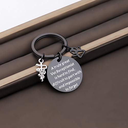Image of CENWA Vet Receptionist Gift A Truly Great Vet Receptionist is Hard to Find Keychain Veterinary Assistant Vet Nurse Gift