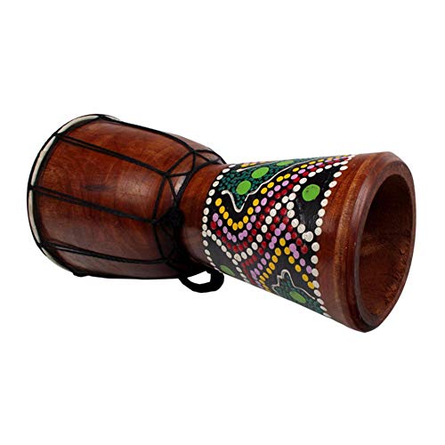 Honeytecs 6in Djembe Africano Tambor de Madeira Maciça Esculpida à Mão Instrumento Musical Tradicion