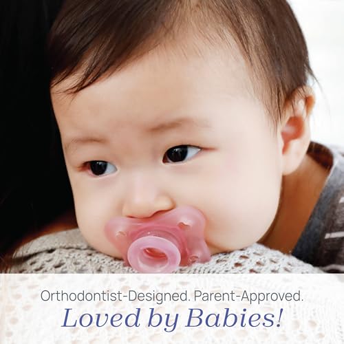 Image of Chicco PhysioForma Mini Orthodontic Pacifier for Babies 0-2 Months, Ultra Light & Small, 100% Soft Silicone, Supports Breathing, One-Piece Design, Included Sterilizing Case, BPA Free, 2-Pack, Pink