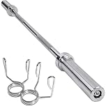 MAXSTRENGTH 7FT Olympic Barbell Bar 2" with Spring Lock Collars | Heavy Duty Chrome Weight Lifting Bar for Strength Training & Home Gym