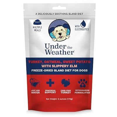 Under the Weather Bland Diet for Dogs | Easy to Digest Stomach Support for Sick Dogs | Contains Electrolytes, All Natural | 1 Pack - Turkey, Oatmeal, Sweet Potato & Slippery Elm - 6oz